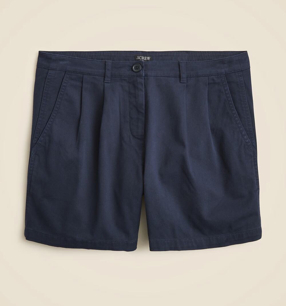 J.Crew (6) NWT 5" Pleated Heritage Chino Shorts Navy High Rise Coastal Preppy